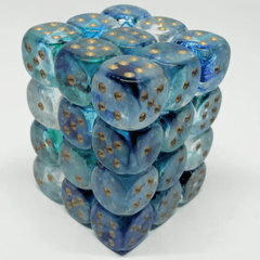 CHESSEX - 12MM D6 DICE BLOCK - 36 DICE - NEBULA OCEANIC/GOLD - CHX27956